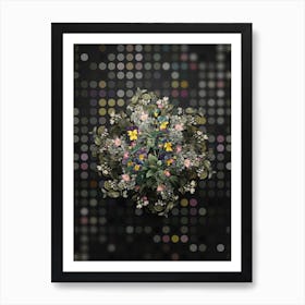 Vintage Johnny Jump Up Flower Wreath on Dot Bokeh Pattern n.0816 Art Print