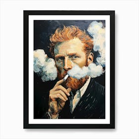 Vincent Van Gogh Smoking Cigarette, Painting Art Illustratin Art Print