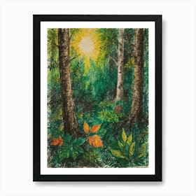 Sun In The Forest Art Print