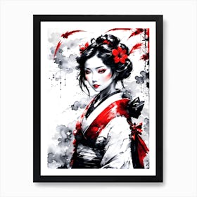 Traditional Japanese Art Style Geisha Girl 7 Art Print