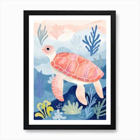 Playful Illustration Of Sea Turtle For Kids Room 4 Art Print