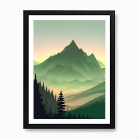 Misty Mountains Vertical Composition In Green Tone 179 Art Print