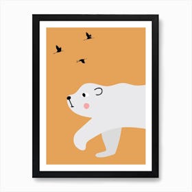 Polar Bear Neutral Yellow Kids Art Print