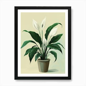 Peace Lily Plant Minimalist Illustration 5 Art Print