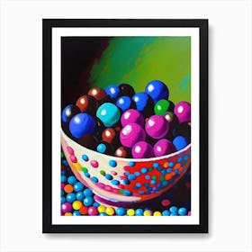 Aniseed Balls Candy Sweetie Colourful Brushstroke Painting Flower Art Print