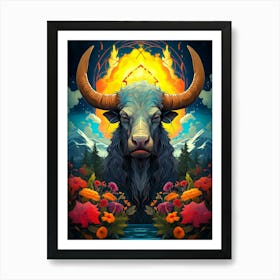 Horned Bull Art Print