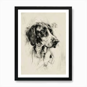 English Foxhound Dog Charcoal Line 2 Art Print