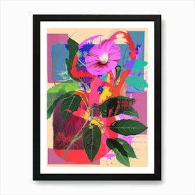 Morning Glory 5 Neon Flower Collage Art Print