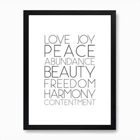 Love Peace Abundance Art Print