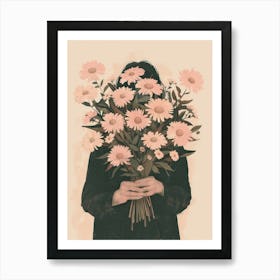 Spring Girl With Pink Flowers 7 Art Print