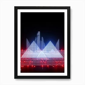 Abstract Cyber Concept Retro Futuristic Geometric Shapes Dots And Lines Creating A Digital Wave I 2 1 Art Print