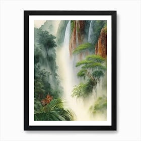 Gocta Cataracts, Peru Water Colour  (3) Art Print