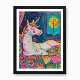 Unicorn Dreaming In Bed Fauvism Inspired 1 Art Print