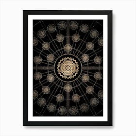 Geometric Glyph Radial Array in Glitter Gold on Black n.0441 Art Print