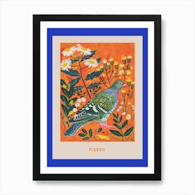 Spring Birds Poster Pigeon 3 Art Print