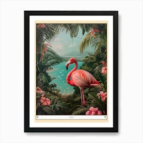 Greater Flamingo Italy Tropical Illustration 2 Poster Art Print