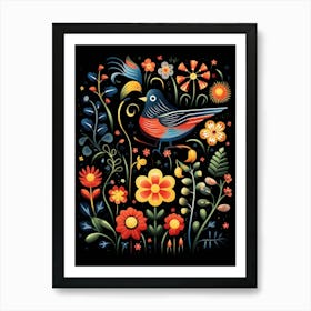 Folk Bird Illustration Cuckoo 2 Art Print