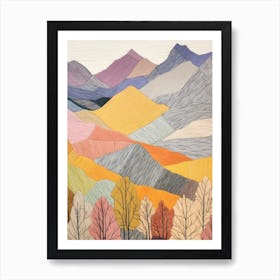 Beinn An Dothaidh Scotland Colourful Mountain Illustration Art Print