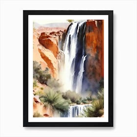 Ouzoud Falls, Morocco Water Colour  (2) Art Print