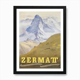 Zermatt Switzerland Vintage Travel Poster Art Print