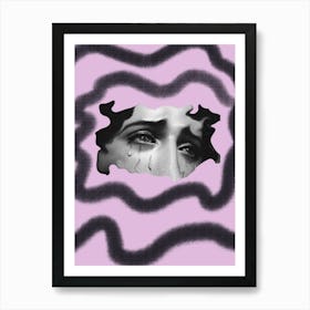 Woman crying black and white Art Print