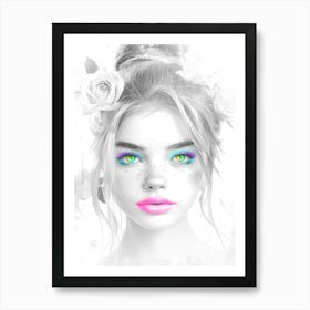 Woman Face Beautiful Illustration Art 04 Art Print