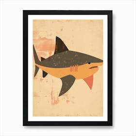 Mustard Coral Pastel Shark Art Print