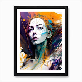 Abstract Girl Portrait Painting Art Print
