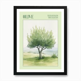 Olive Tree Atmospheric Watercolour Painting 3 Poster Art Print