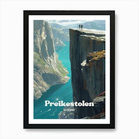 Preikestolen Norway Bucket List Digital Travel Art Art Print