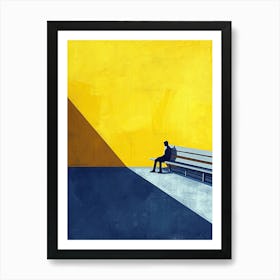 Man Sitting On A Bench, Minimalism Art Print