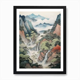 Shosenkyo Gorge In Yamanshi, Ukiyo E Drawing 2 Art Print