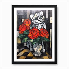 Carnation With A Cat 3 Cubism Picasso Style Art Print