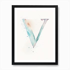 V  For Vegetables, Letter, Alphabet Minimalist Watercolour 3 Art Print