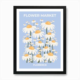 Flower Market Florence Blue Art Print