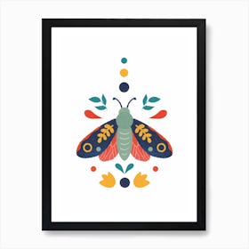 Scandi Moth Drawing Art Print