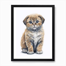 Cute Scottish Fold Cat Painting (4) Art Print