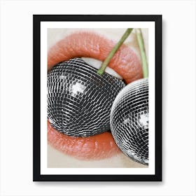 Disco Cherry Lips Art Print