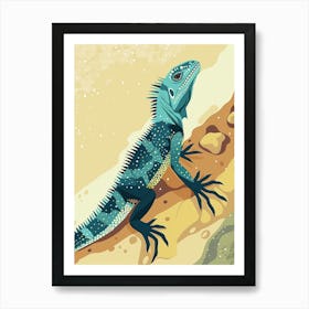 Fiji Crested Iguana Abstract Modern Illustration 3 Art Print