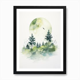 Watercolour Of Valdivian Rainforest   Chile And Argentina 2 Art Print