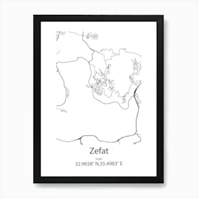 Zefat,Israel Minimalist Map Art Print