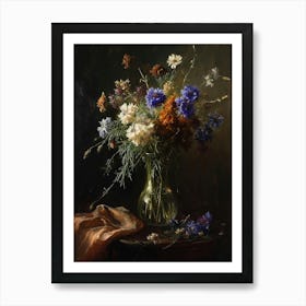 Baroque Floral Still Life Scabiosa 3 Art Print