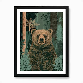 Brown Bear In The Forest Art Print