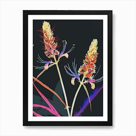 Neon Flowers On Black Prairie Clover 2 Art Print