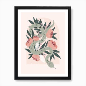 Snakes And Flowers Art Print