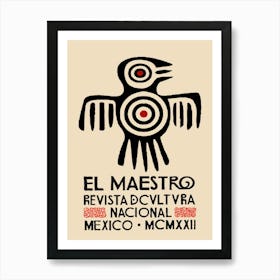 Mexican Art El Maestro Magazine Revists Bird Aztec Art Print