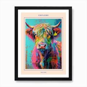 Hairy Cow Colourful Paint Splash 2 Poster Art Print