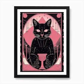 The Temperance Tarot Card, Black Cat In Pink 2 Art Print