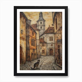 Painting Of Vienna With A Cat In The Style Of Renaissance, Da Vinci 1 Art Print