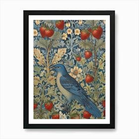 William Morris Blue Bird With Strawberries Art Print